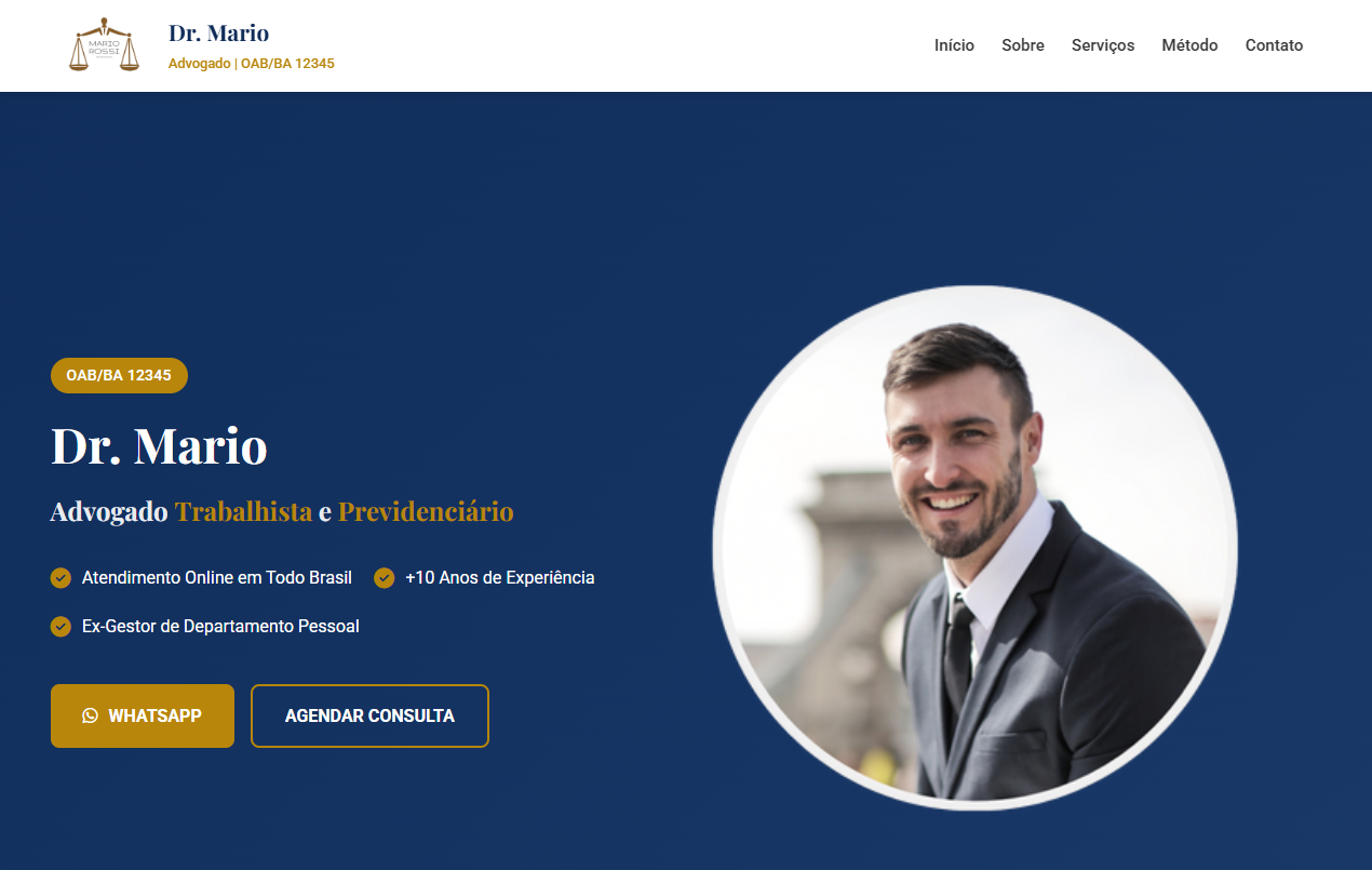 Landing Page para Advogado - Design moderno e responsivo
