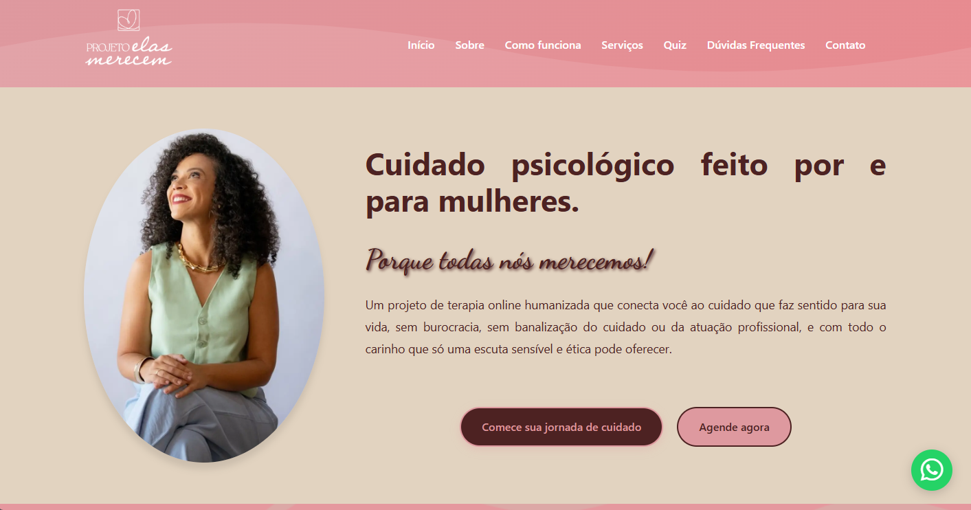 Site Institucional para o projeto de psicologia Elas Merecem