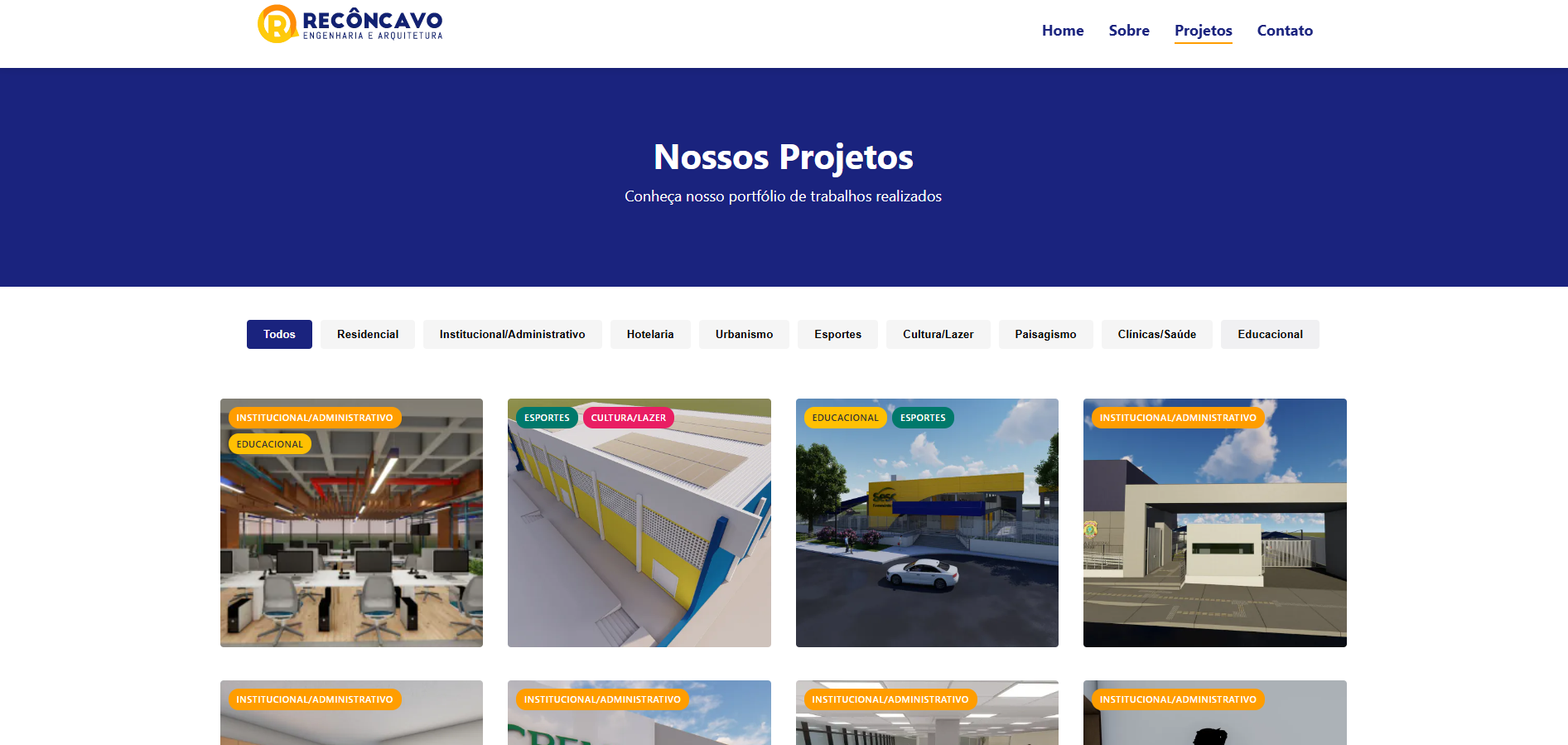 Site institucional para empresa de engenharia e arquitetura