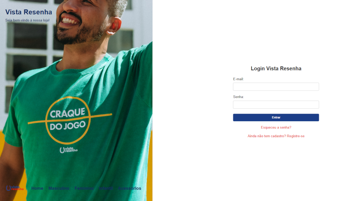 E-commerce - Loja de Camisetas com sistema de login e catálogo